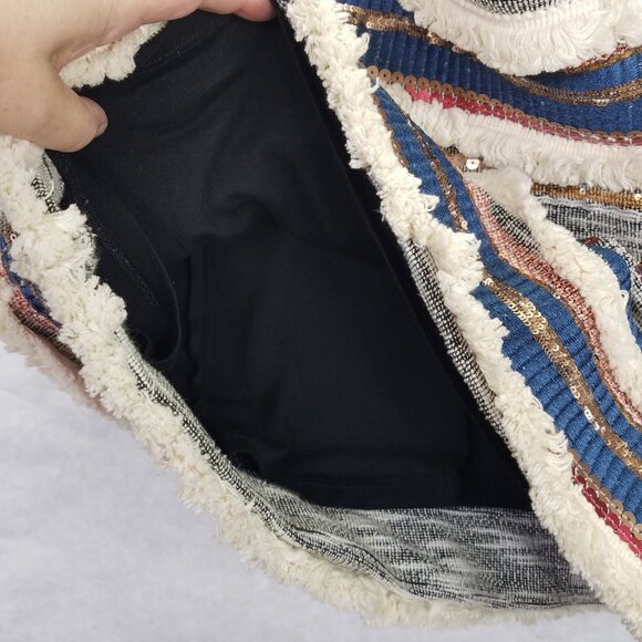 Anthropologie Moulinette Soeurs Erine Mini Skirt Women’s 4 Fringe Sequin Lined - Picture 5 of 13